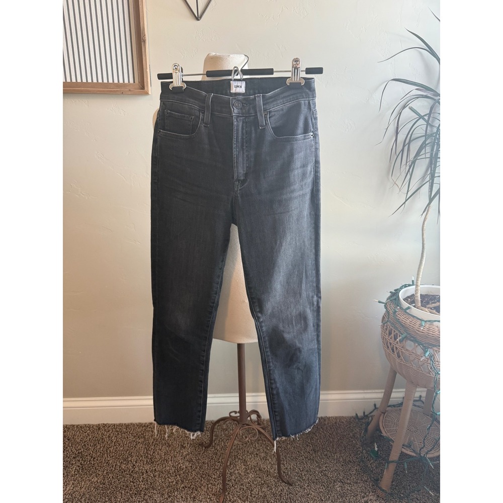 EDWIN‎ Women's Black High Rise Straight Leg Raw Hem Denim Jeans